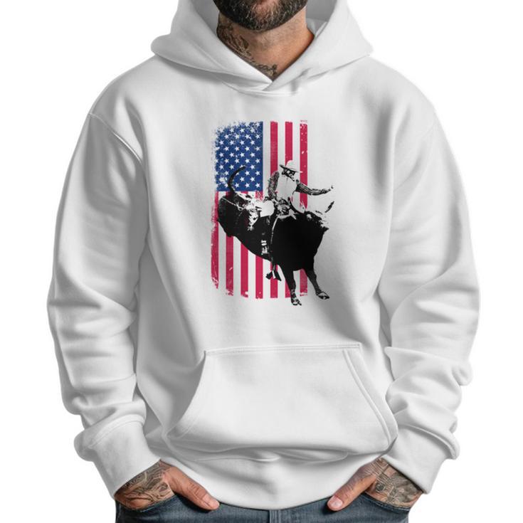 Rodeo Bull Rider Patriotic American Flag Men Hoodie