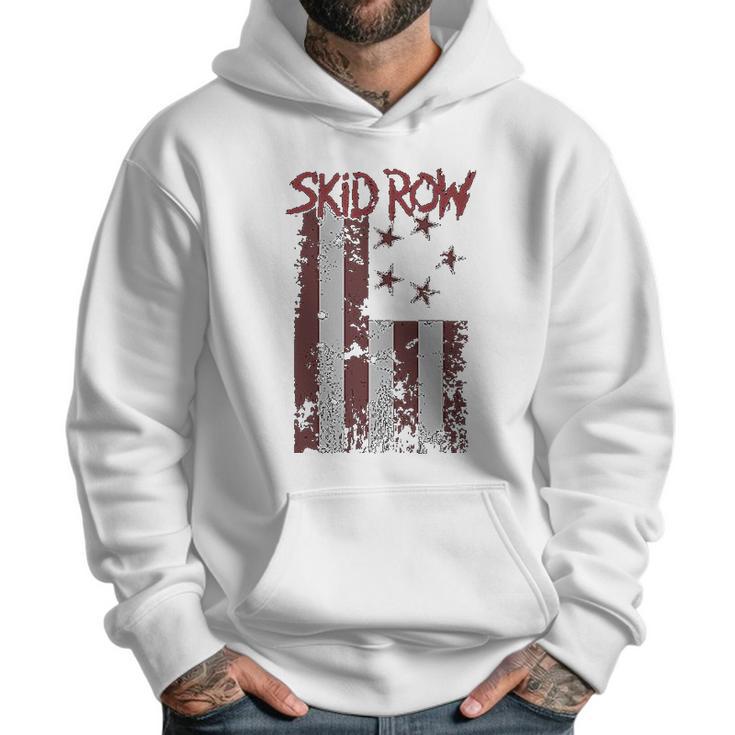 Skid Row Distressed Print Flag Men Hoodie