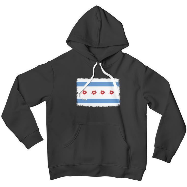 Bullet Hole Chicago Flag T-Shirts Men Hoodie