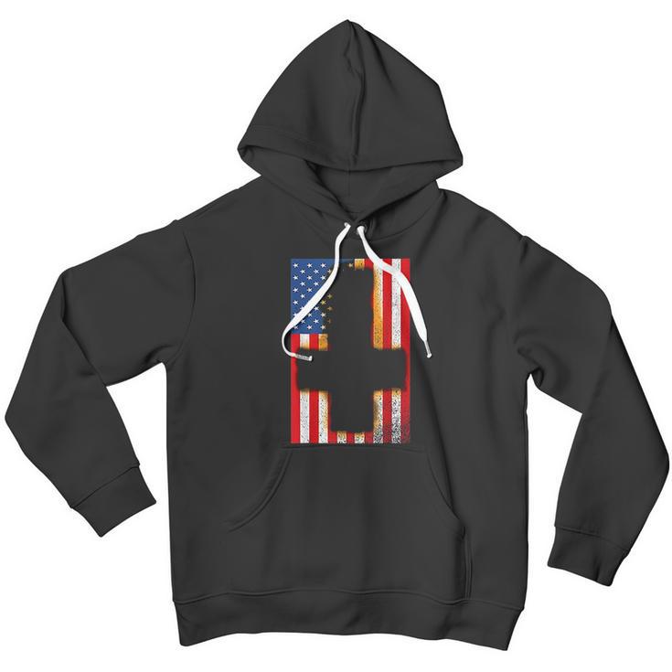 Burned Upside & Down Cross American Flag Satanism Men Hoodie