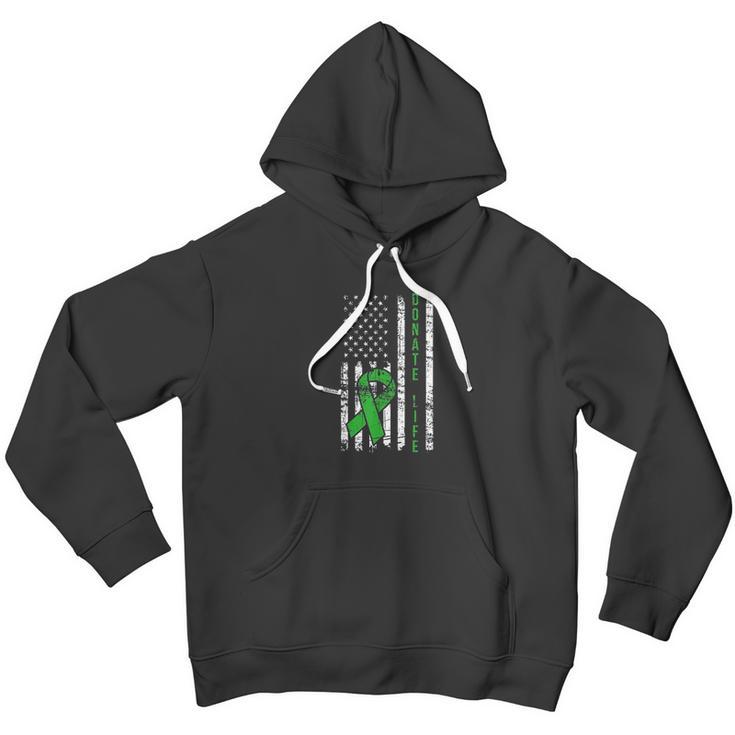 Distressed Donate Life Usa Flag Organ Kidney Donor Ribbon Men Hoodie