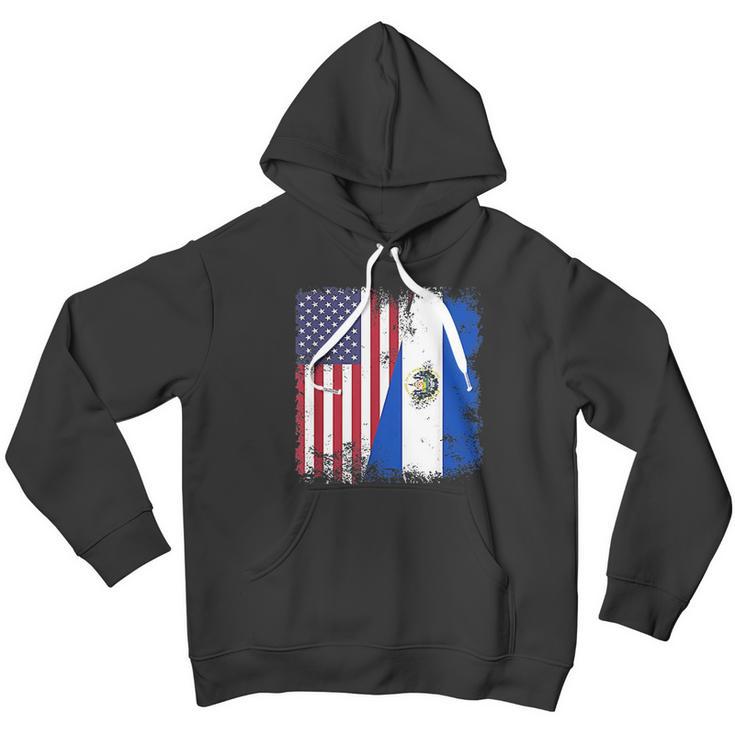 Half Salvadoran Flag Vintage El Salvador Usa Gift Men Hoodie