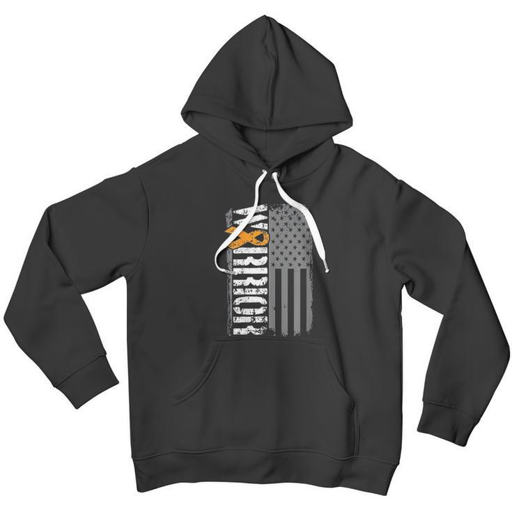 Kidney Warrior Sideways Awareness Ribbon Usa Flag Men Hoodie