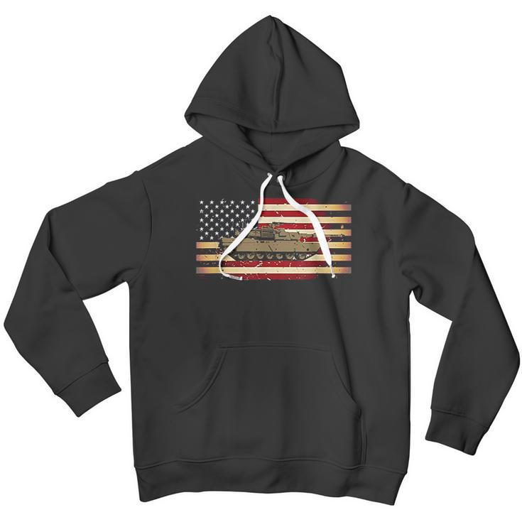 M1 Tank And American Flag Veterans Men Hoodie