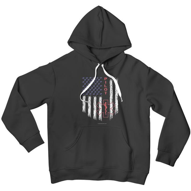 Pilot Ems Helicopter Star Of Life American Flag Men Hoodie