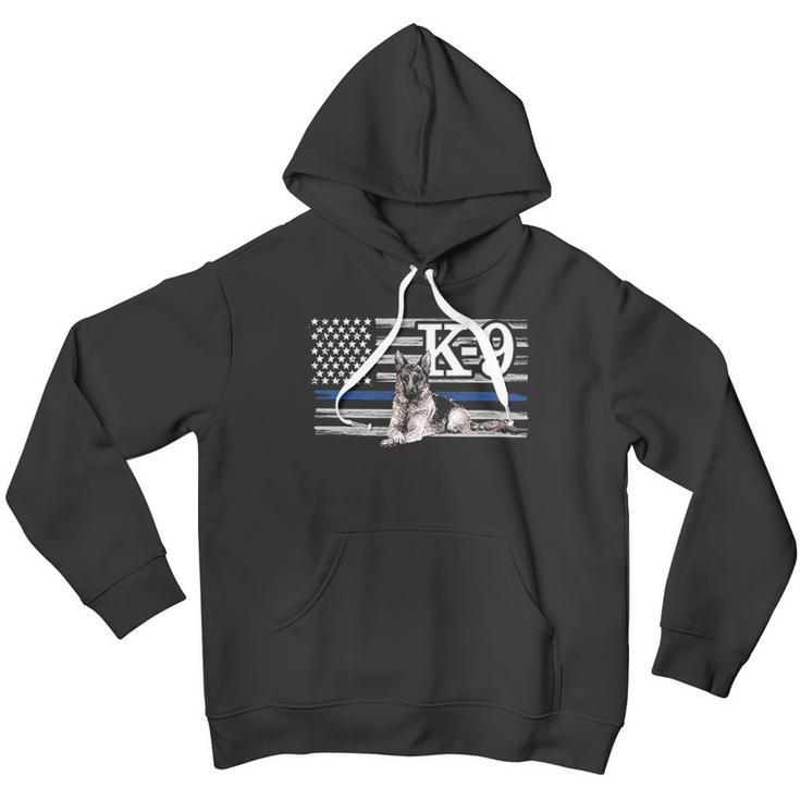 Police K9 Unit Thin Blue Line Flag German Shepherd Men Hoodie