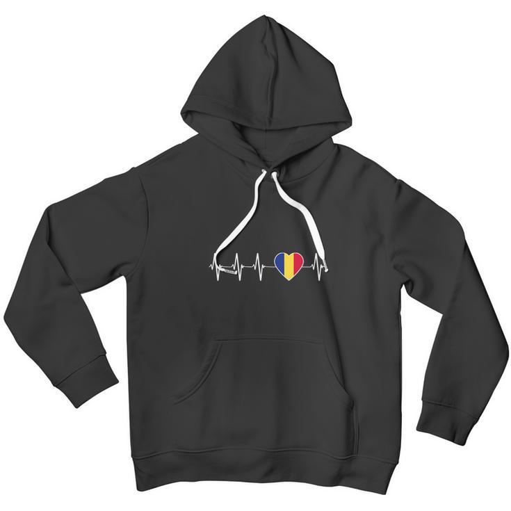 Romanian Heartbeat I Love Romania Heart Flag Men Hoodie