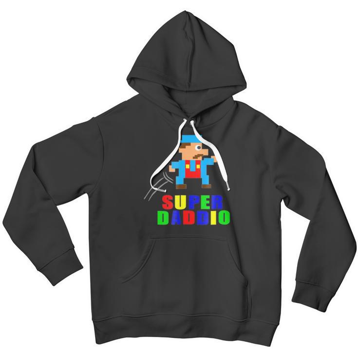 Mens Super Daddio Fathers Day Video Game Action Figure Arcade Tee Men Hoodie