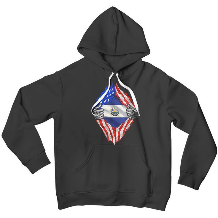 Super Salvadoran Heritage El Salvador Roots Usa Flag Men Hoodie