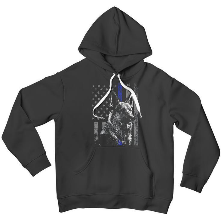 Thin Blue Line Flag K-9 German Shepherd Police Dog Gift Men Men Hoodie