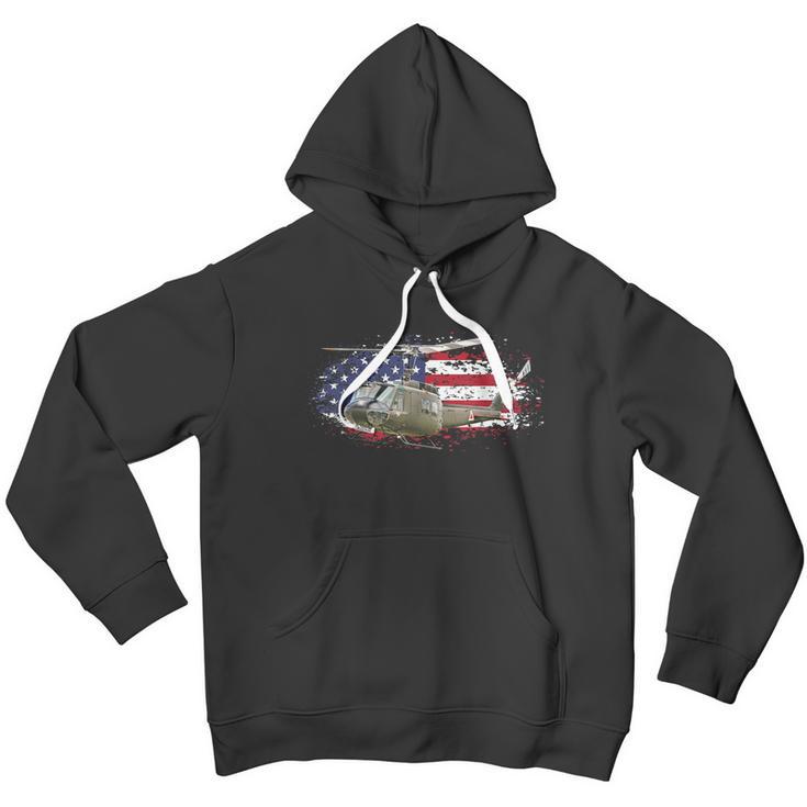 Uh1 Huey Helicopter American Flag Usa Pilot Vietnam Veteran Graphic Design Printed Casual Daily Basic Men Hoodie