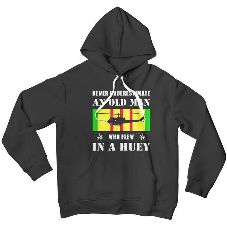 Never Underestimate Old Man Who Flew In Huey Vietnam Veteran Men Hoodie