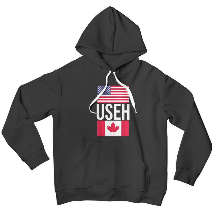 Useh American Pride Us Flag Canadian Flag Gift Canada Men Hoodie