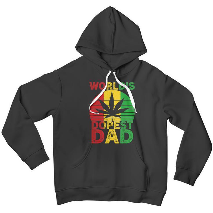 Worlds Dopest Dad Vintage Weed Leaf Cannabis Marijuana Men Hoodie