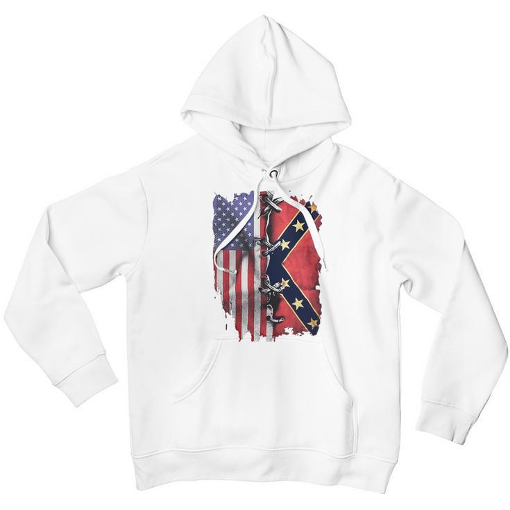 America Flag Confederate Battle Flag Shirt Men Hoodie