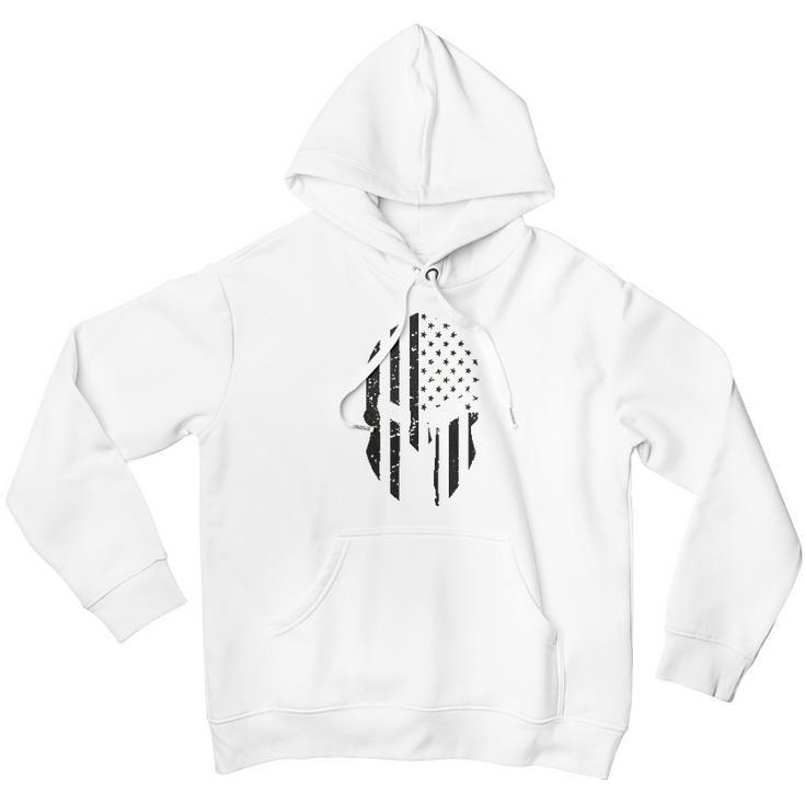 Black American Flag In Spartan Men Hoodie