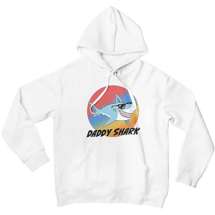 Daddy Shark With Sunglasses And Vintage Sunset Men Hoodie