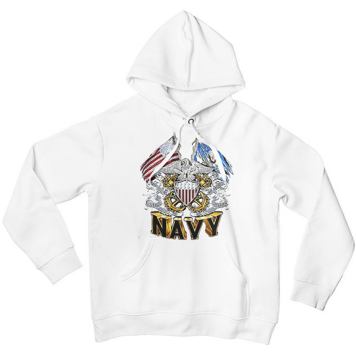 Double Flag Usn Navy Men Hoodie