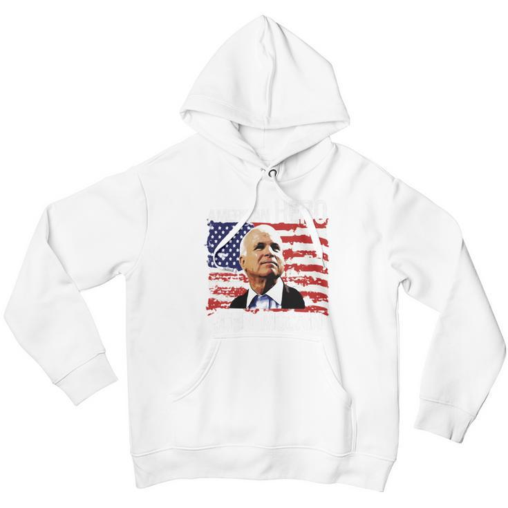 John Mccain T-Shirt - American Hero Retro Flag Usa Shirt Men Hoodie