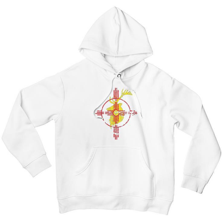 New Mexico State Flag Elk Hunting Zia Symbol Design Men Hoodie