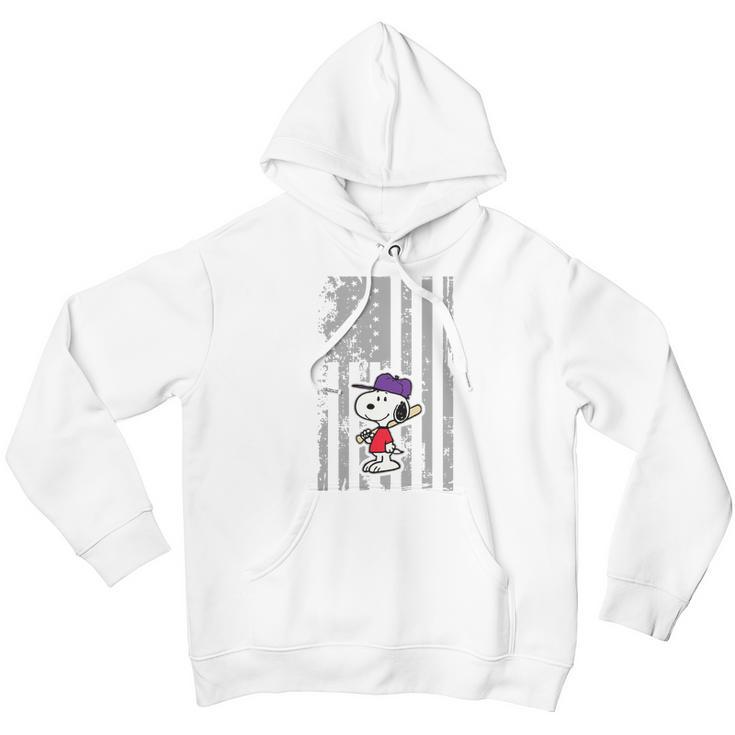 Snoopy Playing Baseball Snoopy Usa Flag T-Shirt Men Hoodie