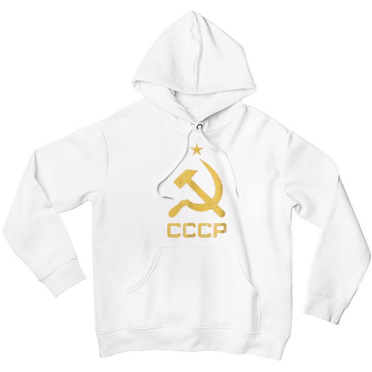 Vintage Cccp Flag Soviet Russian Union Communist Party Men Hoodie