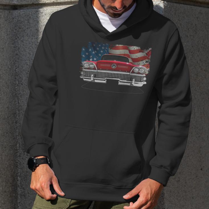 1958 Buick Front Red Us Flag Men Hoodie