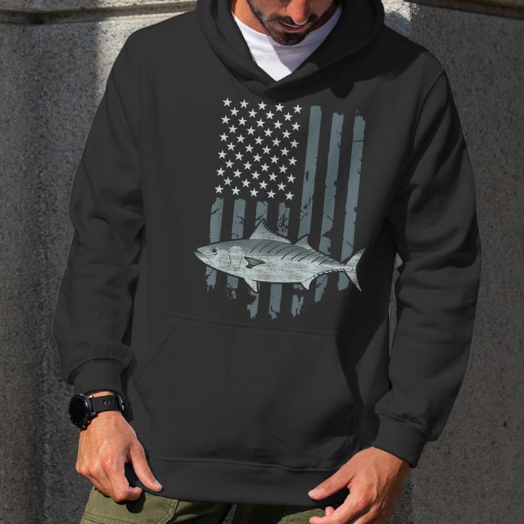 Bonito Fishing Vintage American Flag Tuna Skipjack Fisherman Men Hoodie