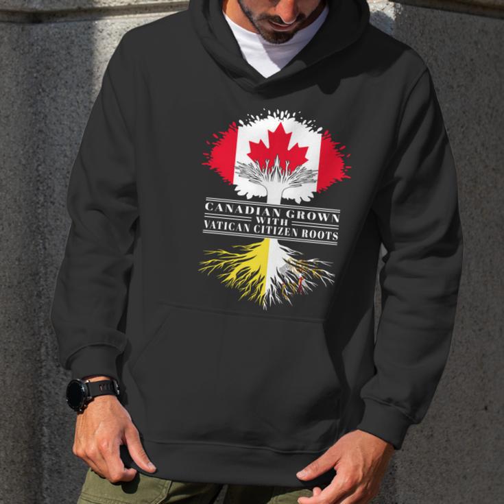 Canadian Grown With Vatican Citizen Roots Canada Vatican City Flag Tree Men Hoodie