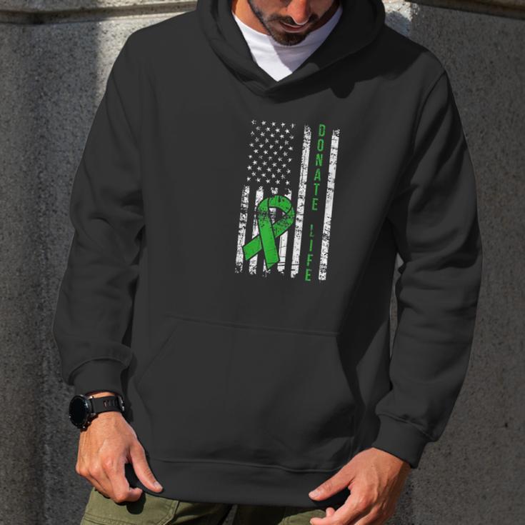 Distressed Donate Life Usa Flag Organ Kidney Donor Ribbon Men Hoodie