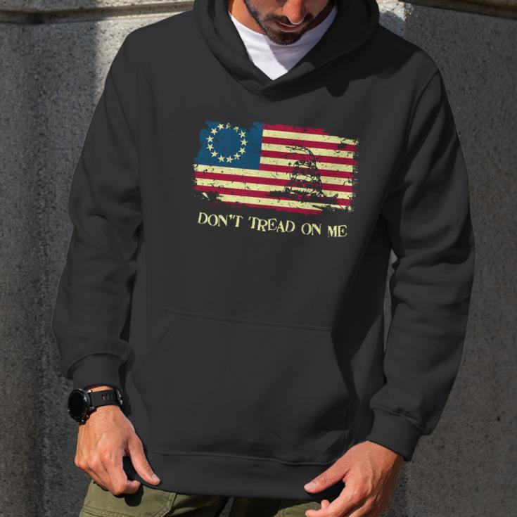 Dont Tread On Me Vintage Usa American Flag Distressed Men Hoodie