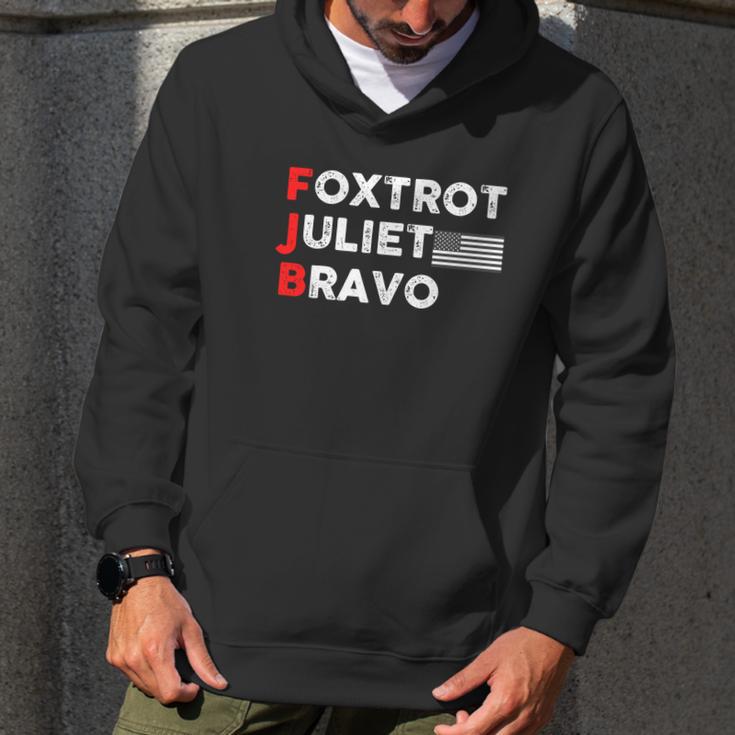 Foxtrot Juliet Bravo American Flag Black And White Fjb Fuck Joe Biden Men Hoodie