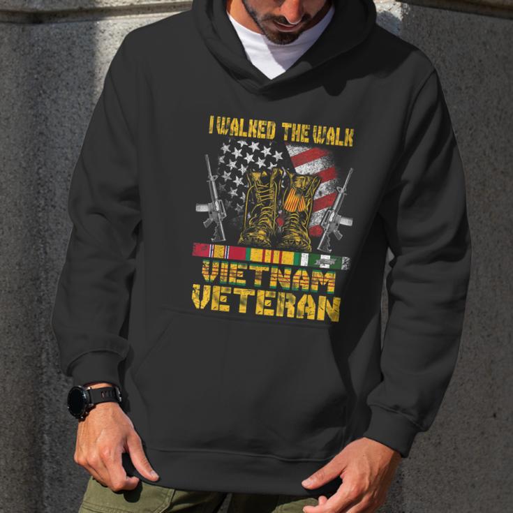 Funny Vietnam Veteran With Us Flag Gift With Combat Boots Patriotic Gift Men Hoodie