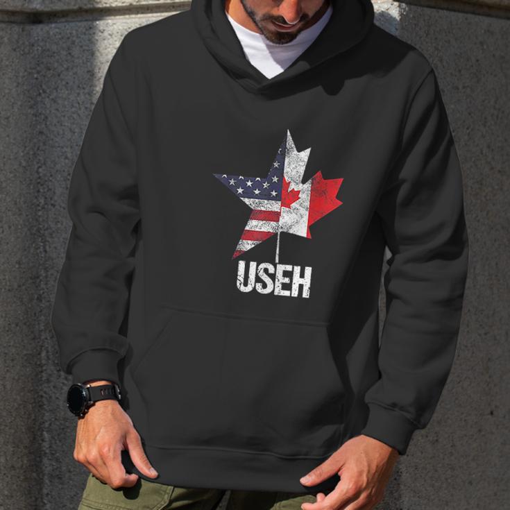 Half Canadian American Useh Canada Usa Flag United States Men Hoodie