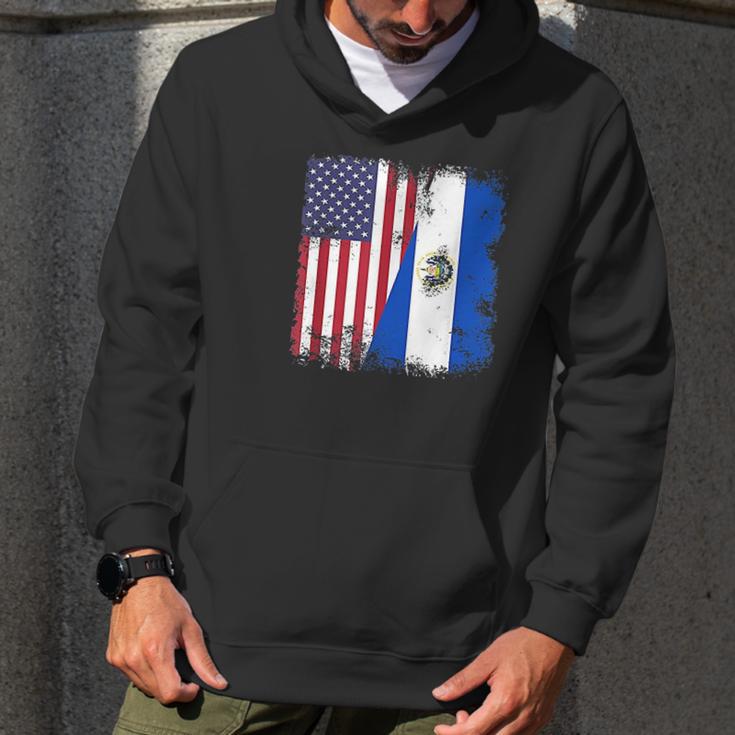 Half Salvadoran Flag Vintage El Salvador Usa Gift Men Hoodie