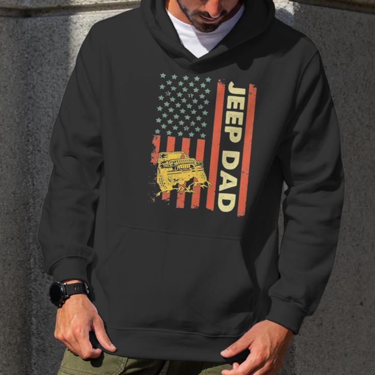 Jeep Dad American Flag Fathers Day 4Th Of July Men Hoodie