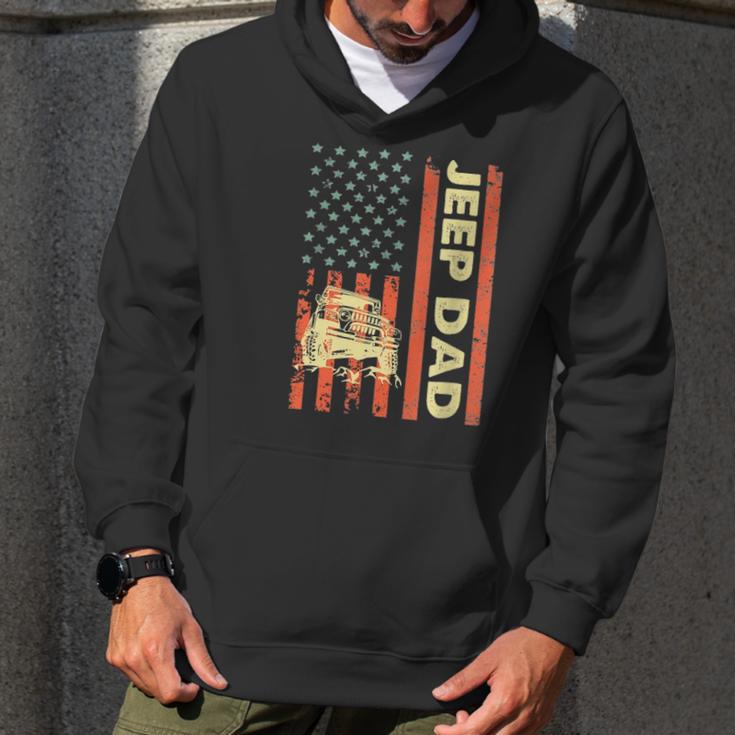 Jeep Dad Patriotic American Flag Fathers Day 4Th Of July Men Hoodie