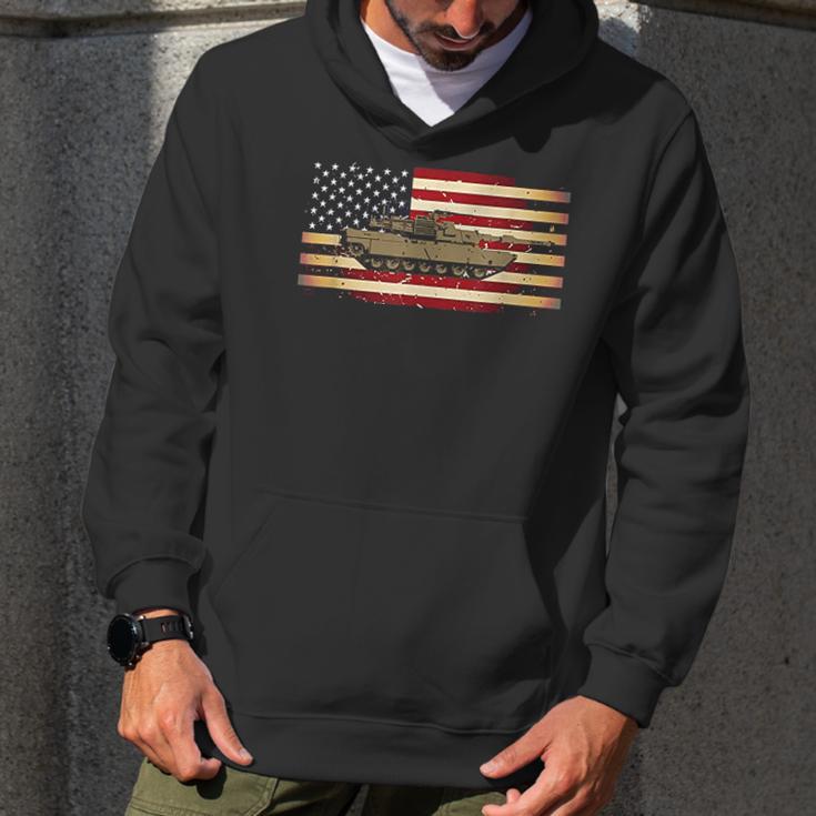 M1 Tank And American Flag Veterans Men Hoodie