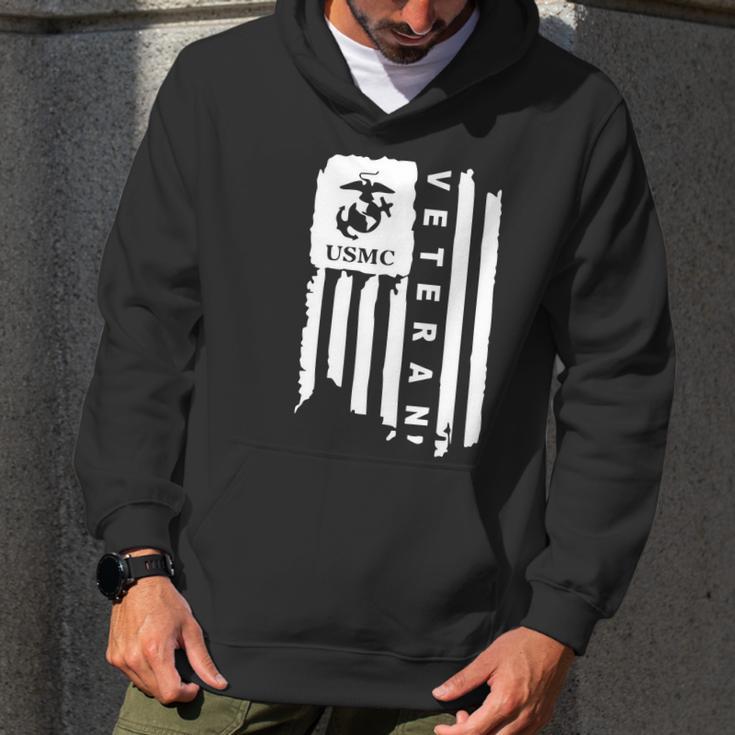 Marine Corps Usmc Veteran Us Flag Graphic Design Printed Casual Daily Basic Men Hoodie