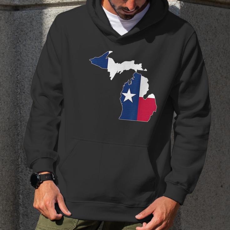 Michigan State Map Texas Flag Men Hoodie