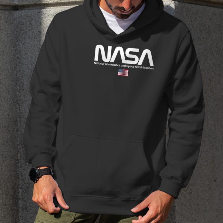 Nasa Worm Logo Insignia Symbol Usa Us Flag Graphic Men Hoodie