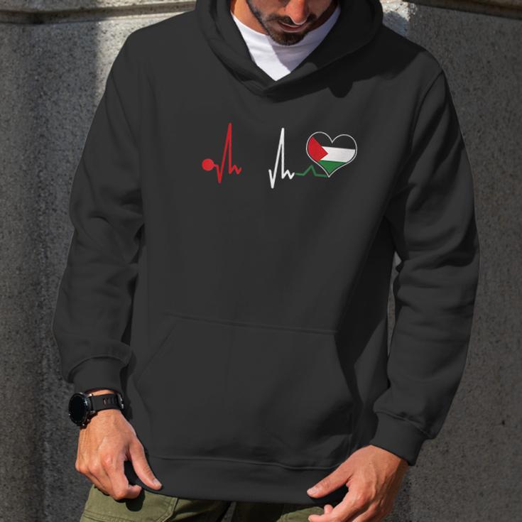 Palestine Flag Proud Palestinian Heartbeat Men Hoodie