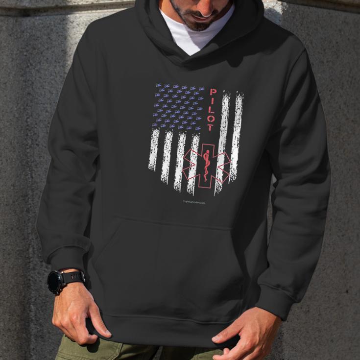 Pilot Ems Helicopter Star Of Life American Flag Men Hoodie