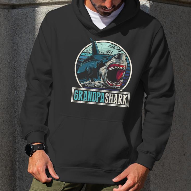 Retro Animal Grandfather Fathers Day Gift Grandpa Shark Men Hoodie