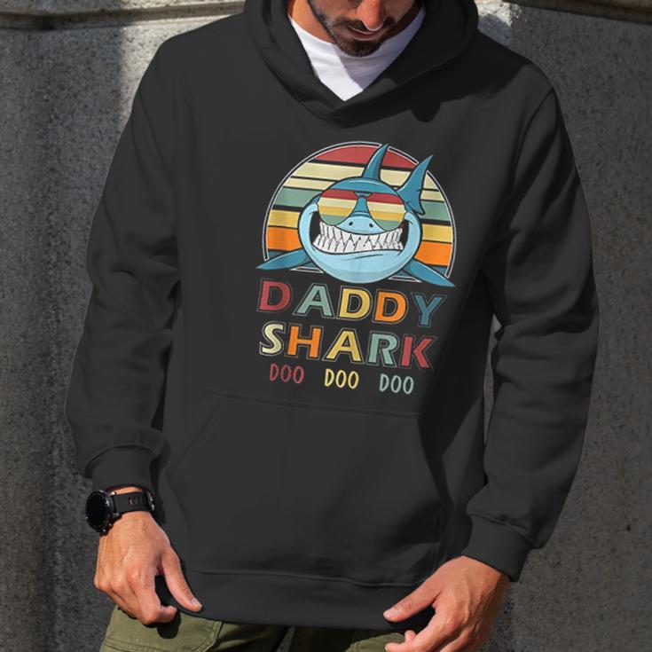 Retro Vintage Daddy Shark Men Hoodie