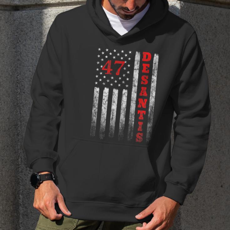 Ron Desantis 2024 American Flag Vintage Faded Distressed Men Hoodie