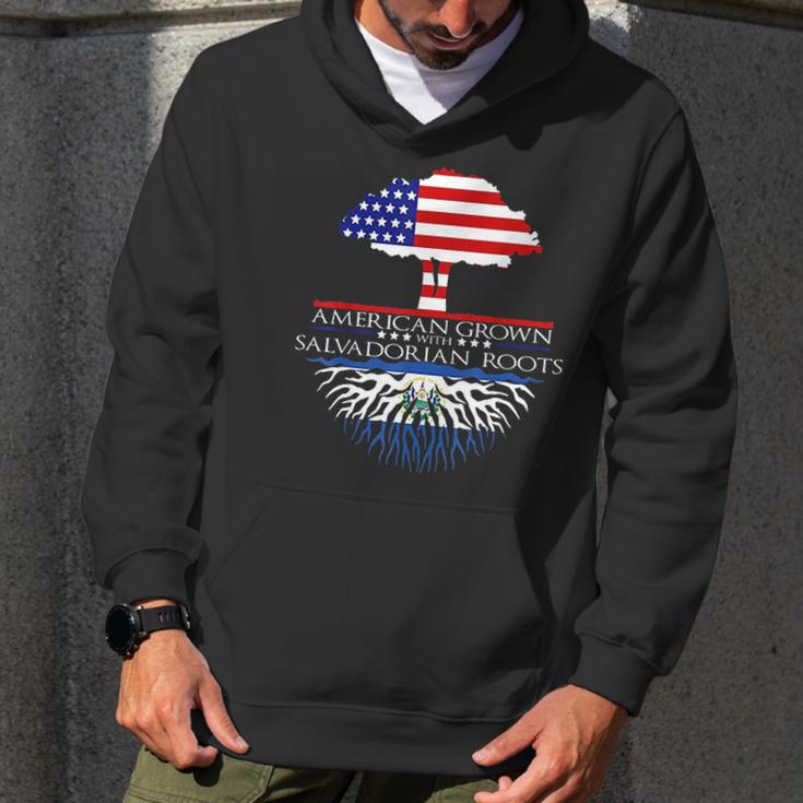 Salvadorian Roots American Grown Us El Salvador Flag Men Hoodie