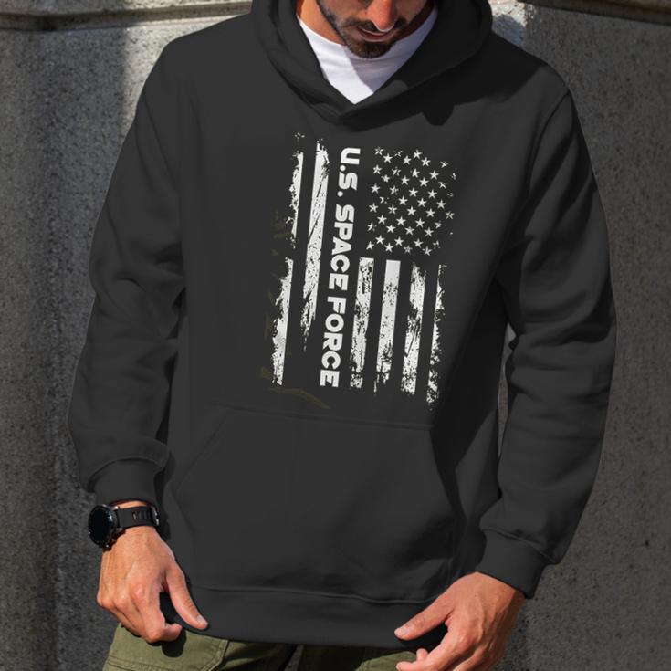 Spiritforged Apparel Us Space Force American Flag Men Hoodie