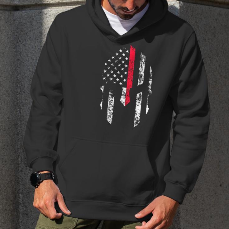 Thin Red Line Spartan Usa Flag Men Hoodie