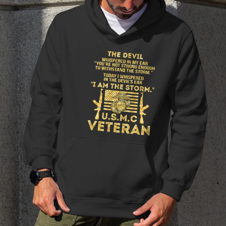 U S M C Veteran I Am The Storm Gold Foil Effect Graphic Design Printed Casual Daily Basic Men Hoodie